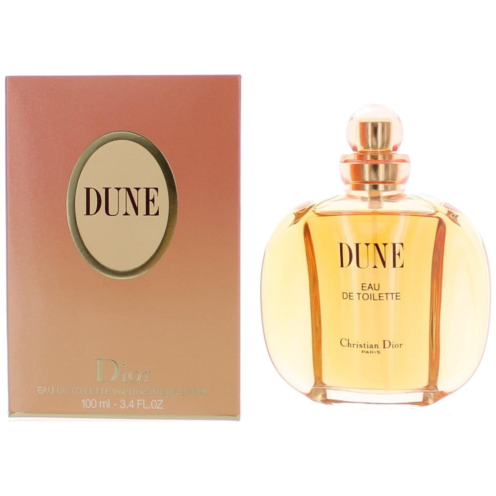 Women’s eau de toilette spray with amber glass bottle and gold cap, Dior Dune