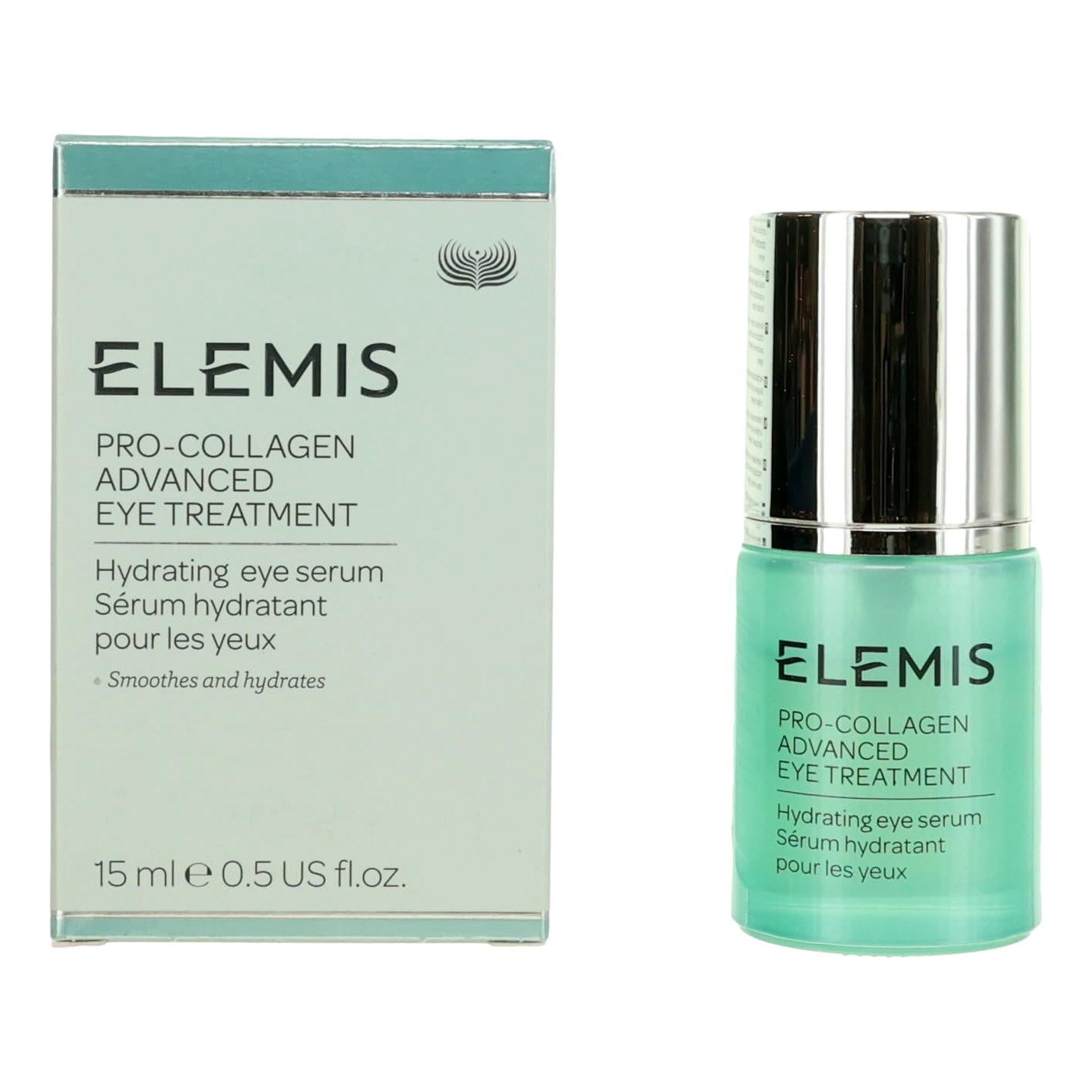 Elemis Pro-Collagen Advanced Eye Treatment hydrating eye serum bottle and box, 15 ml
