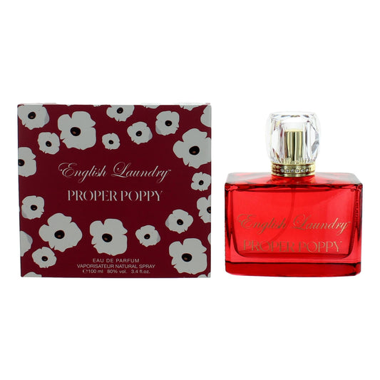 English Laundry Proper Poppy EDP spray bottle with red floral box