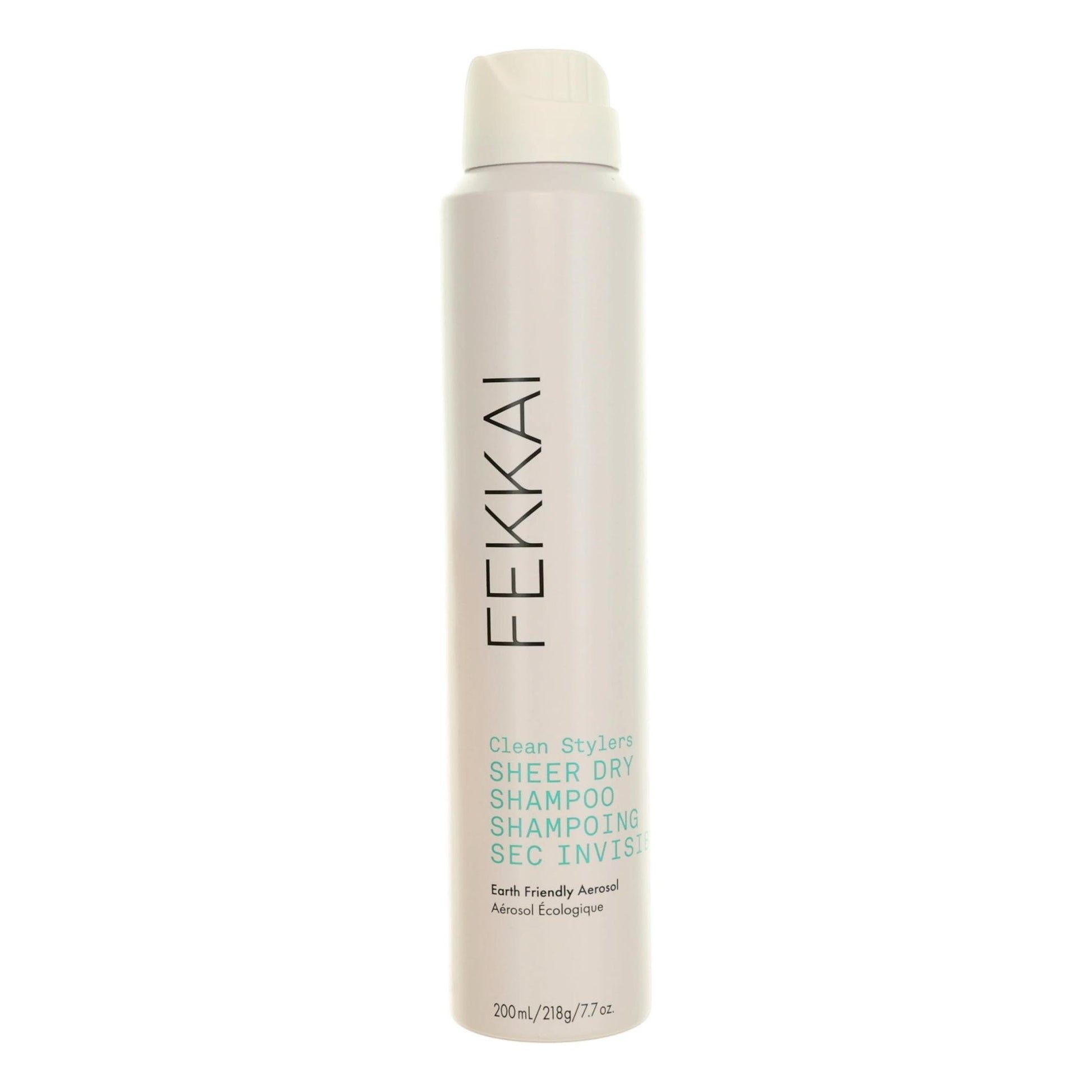 Sheer dry shampoo bottle, light beige with white cap, Fekkai Clean Stylers