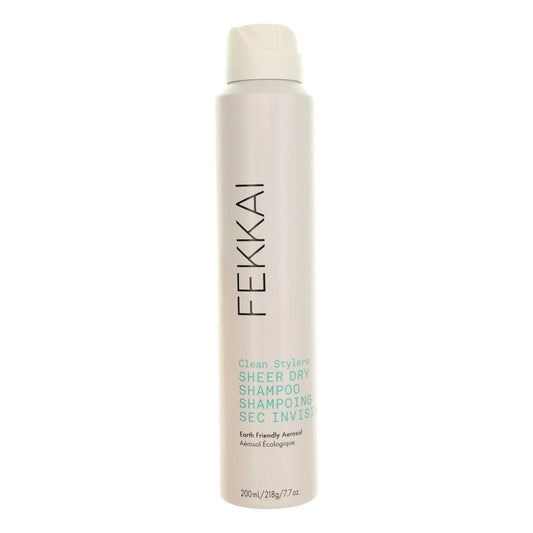 Sheer dry shampoo bottle, light beige with white cap, Fekkai Clean Stylers