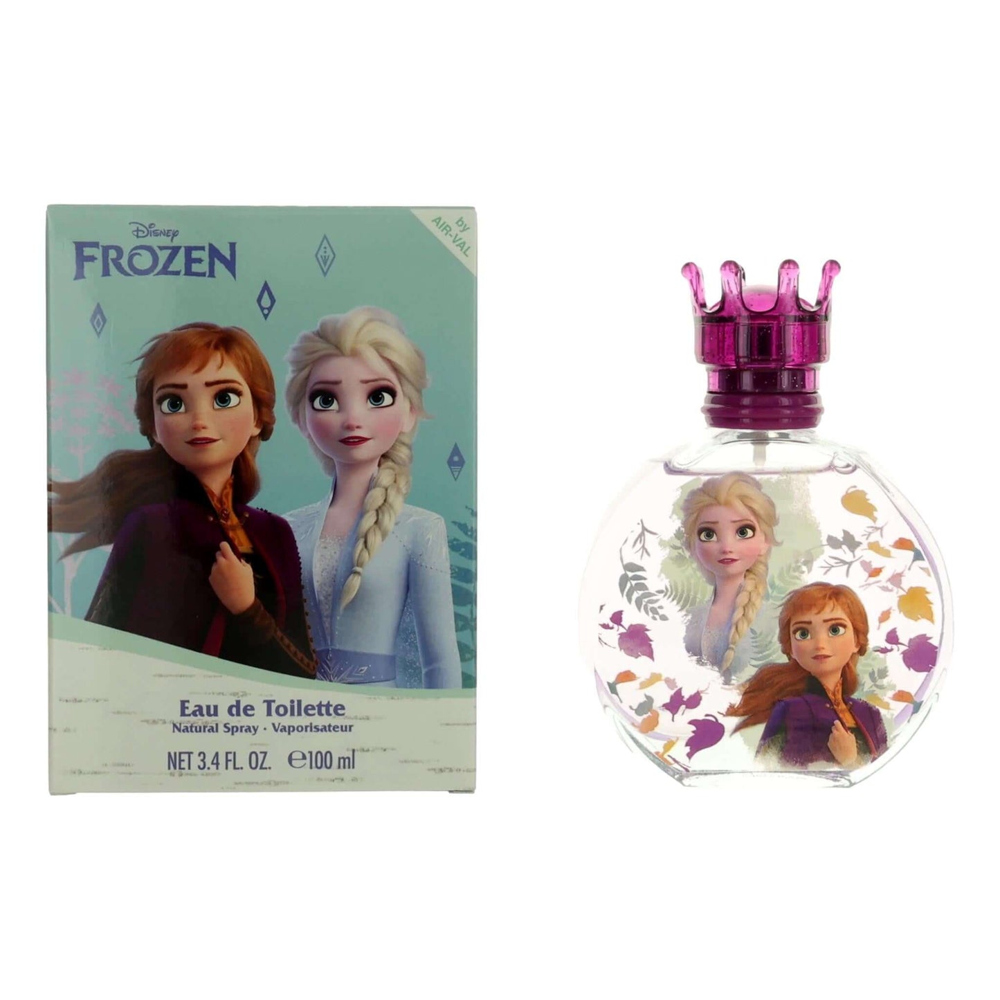 Frozen by Disney, 3.4 oz EDT Spray for Kids in bottle with characters and box.