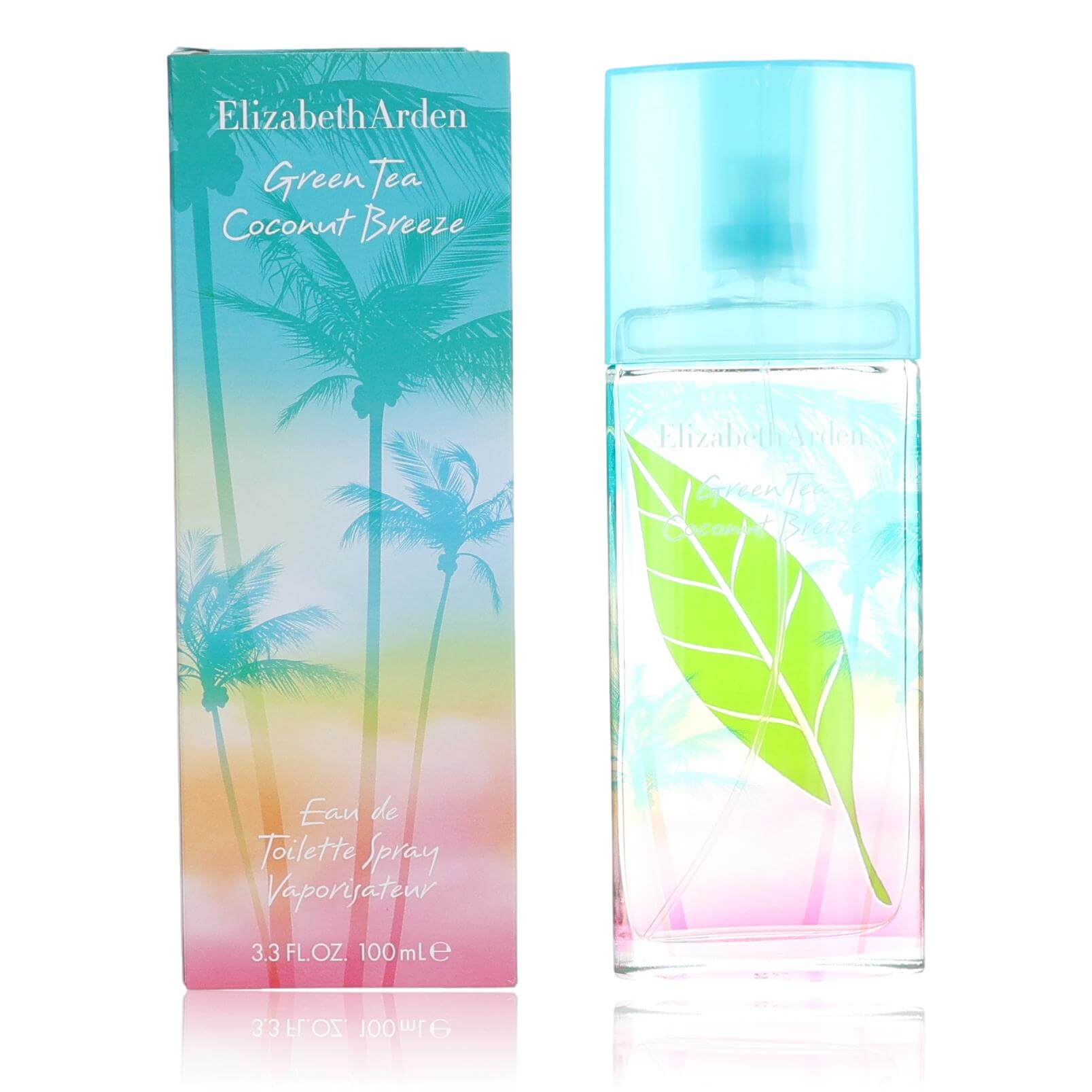 Perfume EDT spray bottle with matching teal and green box
