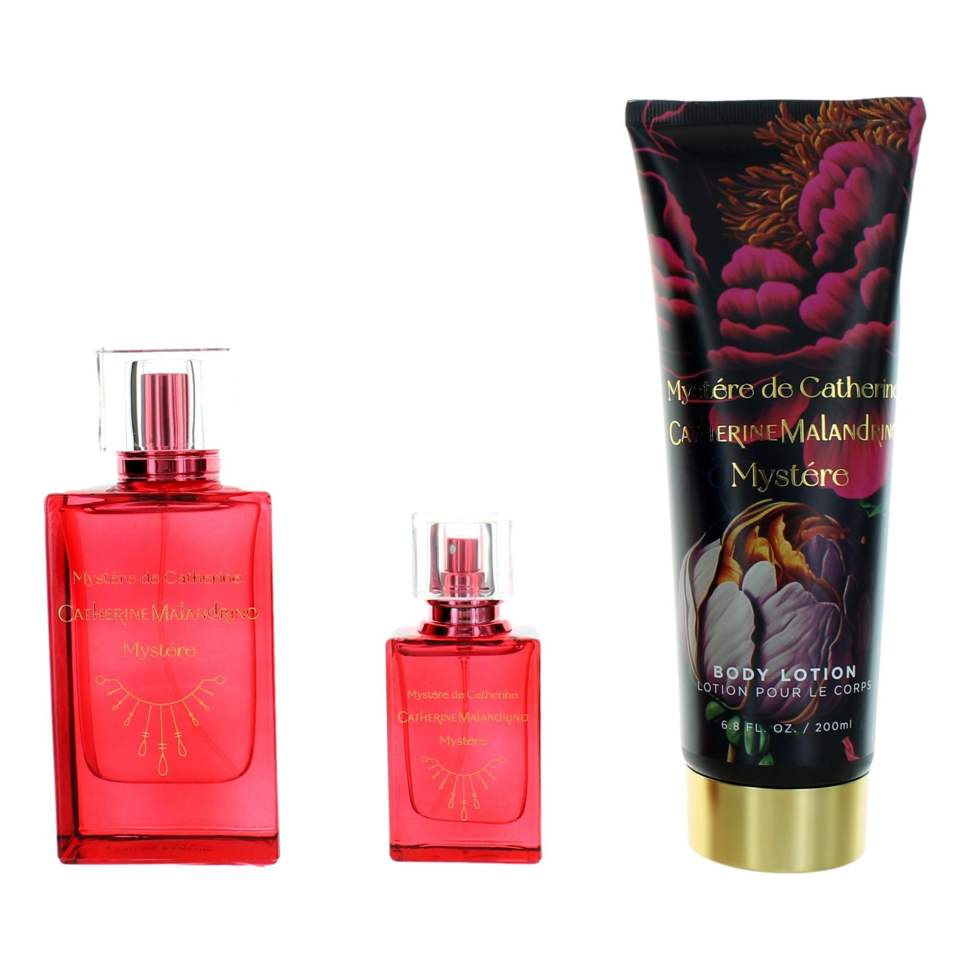 Women’s 3-piece Mystere de Catherine gift set: red eau de toilette and lotion tube