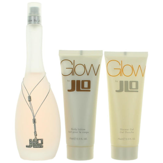 3-piece fragrance gift set: perfume bottle, body lotion and shower gel tubes