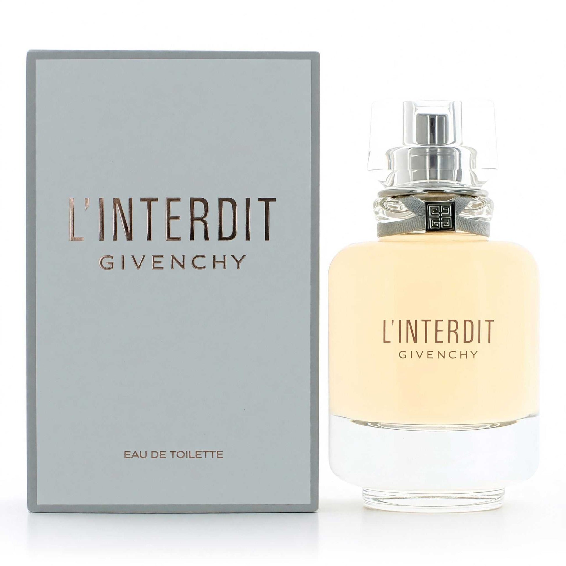 Women’s EDT spray bottle, beige glass, with matching L’Interdit box