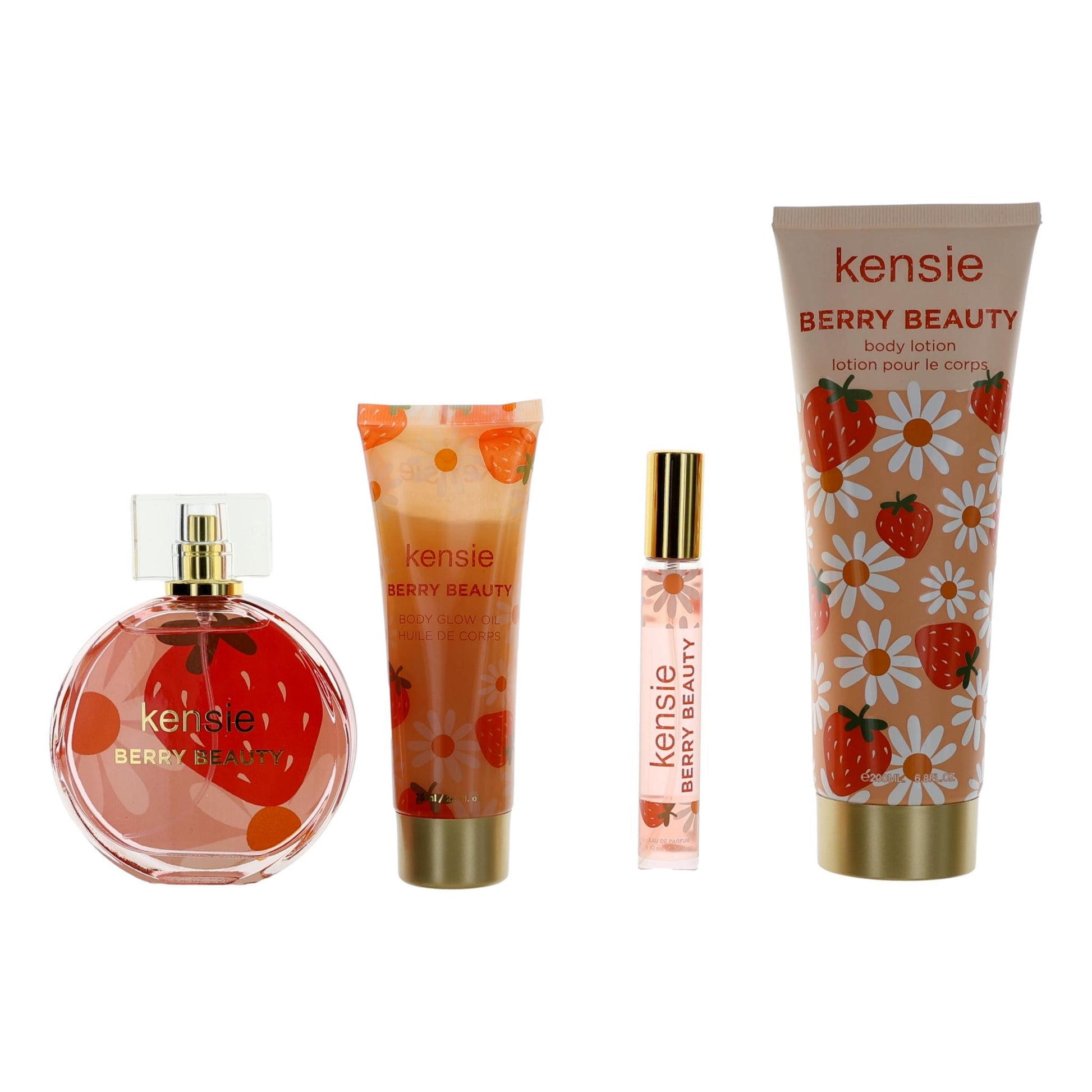 Kensie Berry Beauty 4-piece gift set with perfume spray, body lotion tube, mini bottle