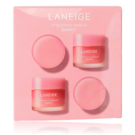 Laneige lip sleeping mask set with berry jar and pink square box