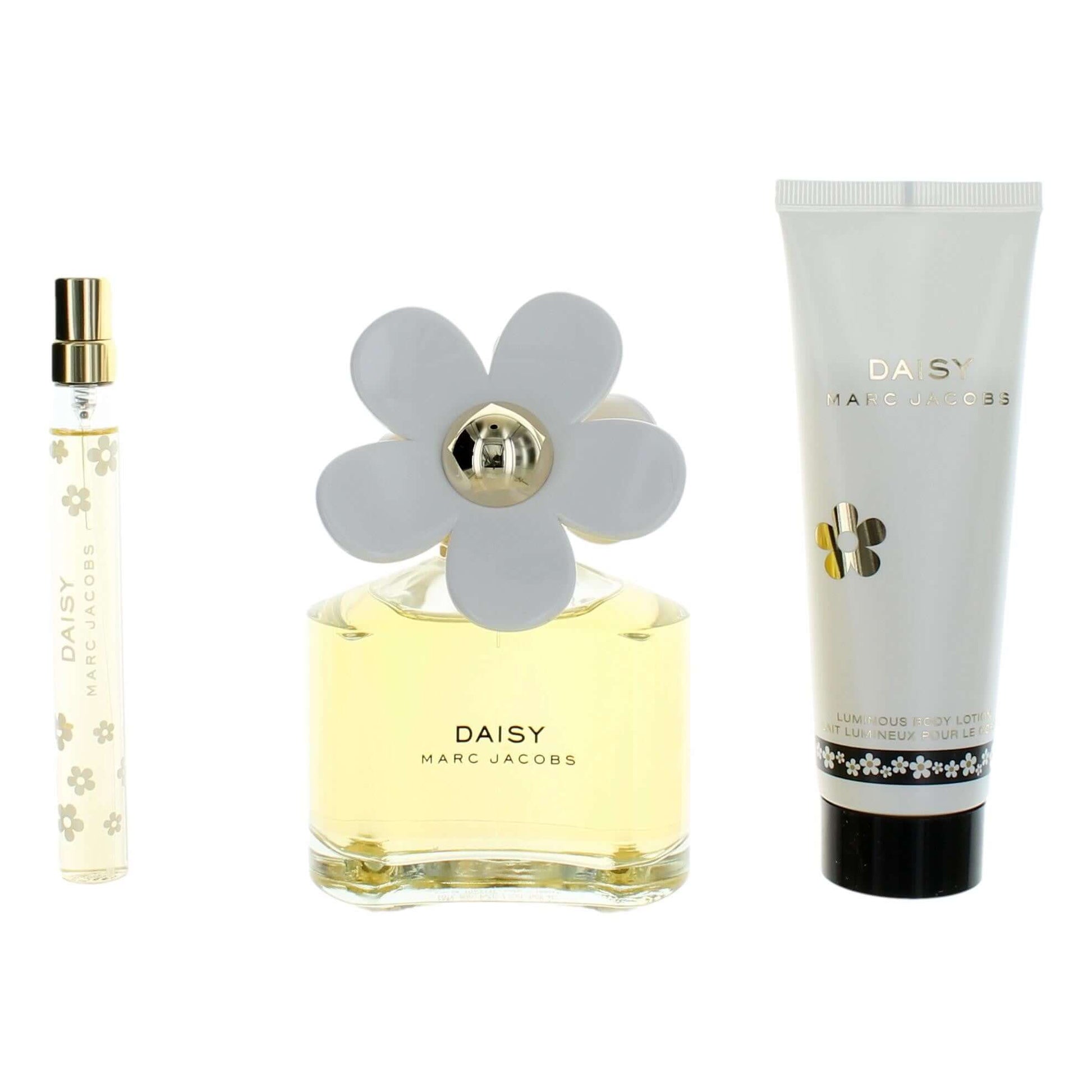 Daisy by Marc Jacobs, 3 Piece Gift Set for Women featuring Eau De Toilette Spray and Body Lotion.
