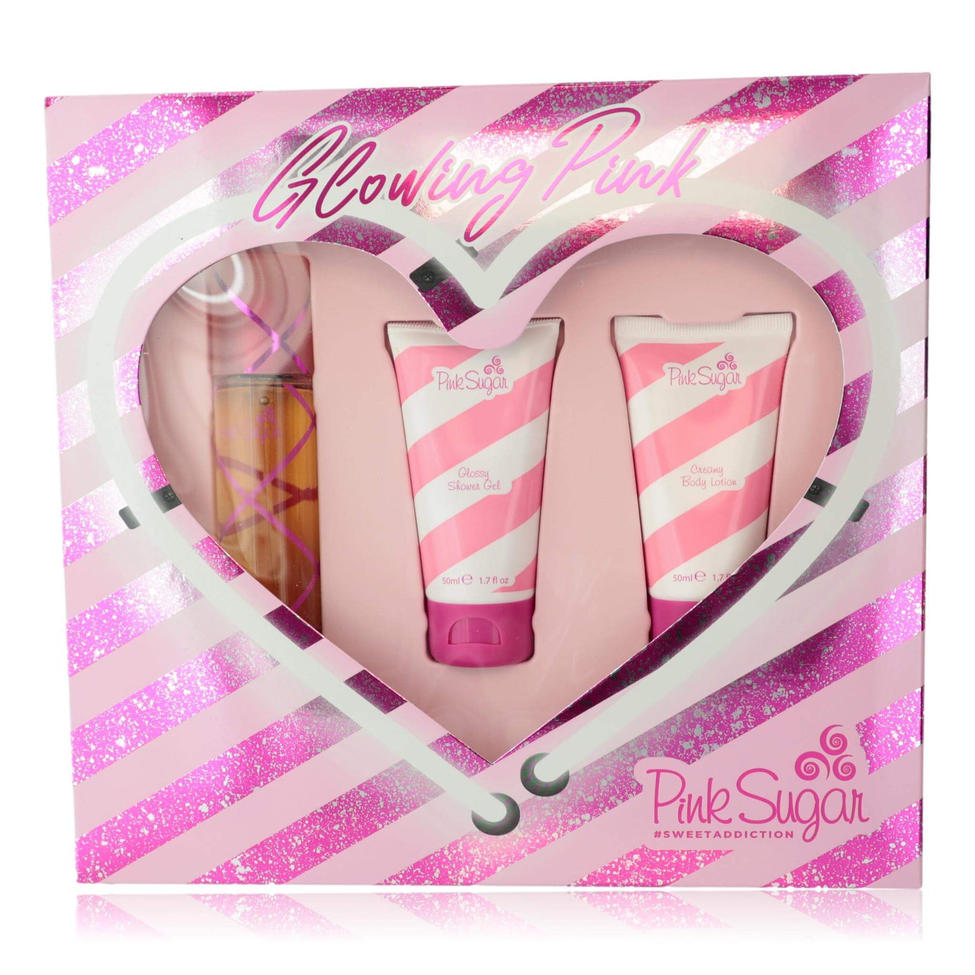 Women’s Pink Sugar 3-piece fragrance gift set with two bottles and a lotion tube