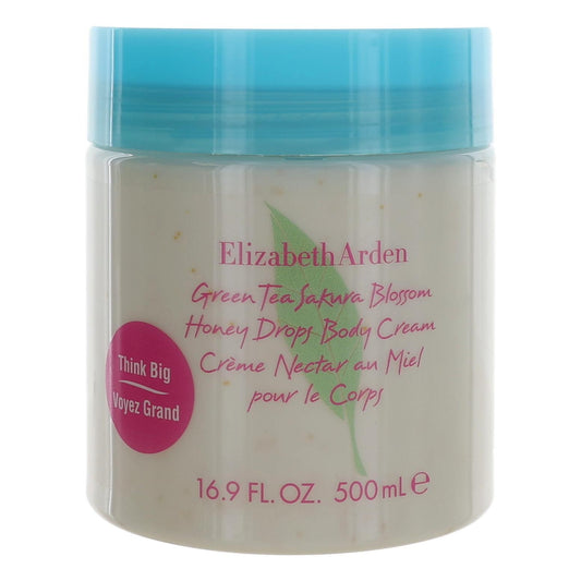 Elizabeth Arden honey drops body cream jar with teal lid, 16.9 oz, floral label