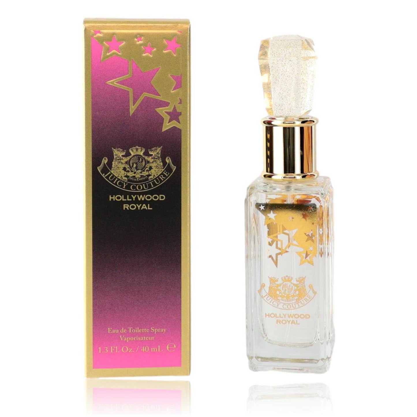 Hollywood Royal by Juicy Couture Eau de Toilette spray bottle with matching box, gold stars