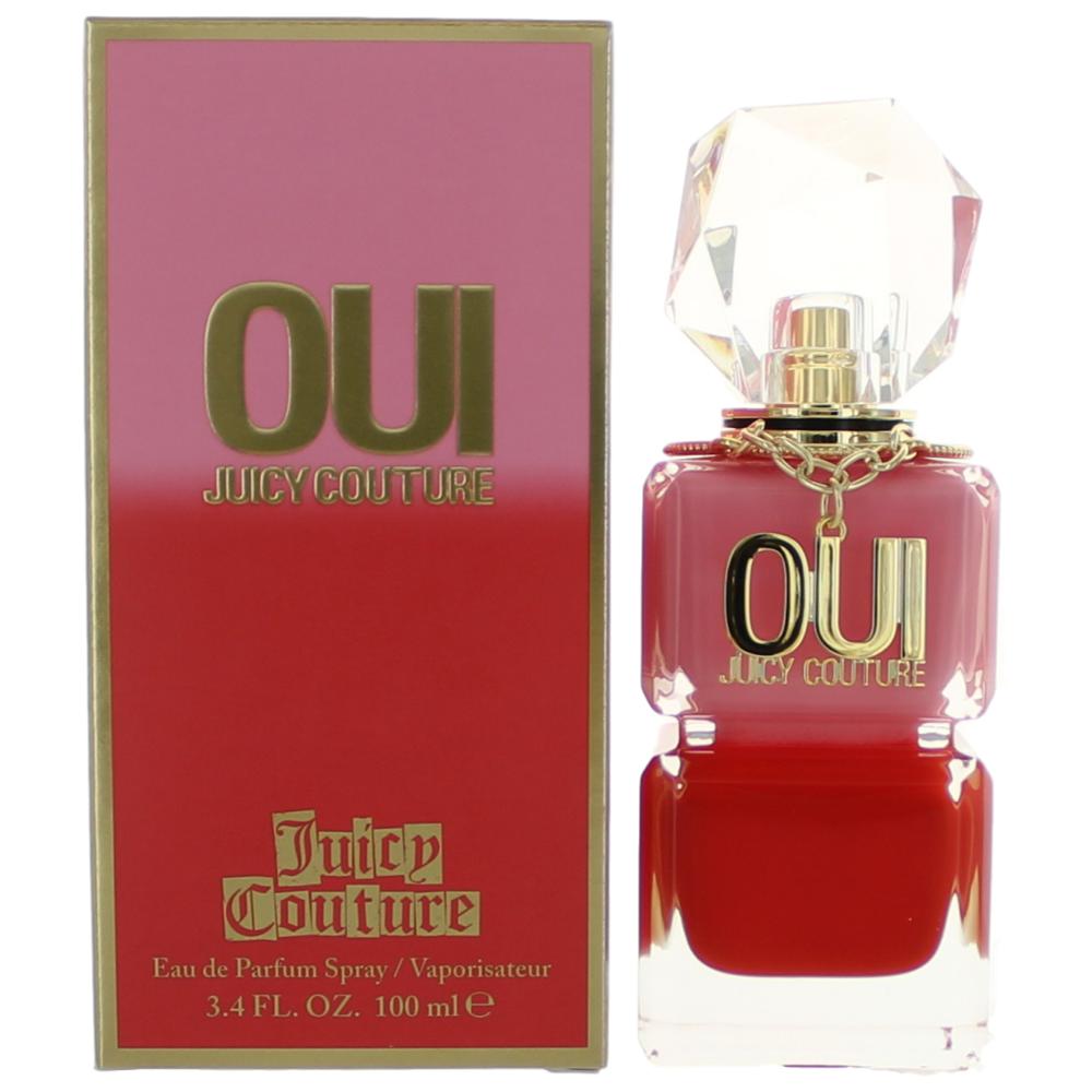 Women's Oui by Juicy Couture EDP spray bottle with gold cap and pink perfume