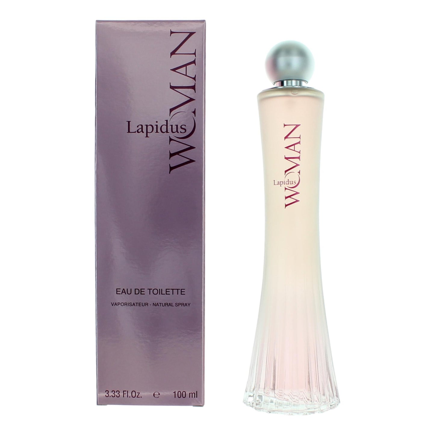 Women's eau de toilette spray bottle with Lapidus Woman label and matching box