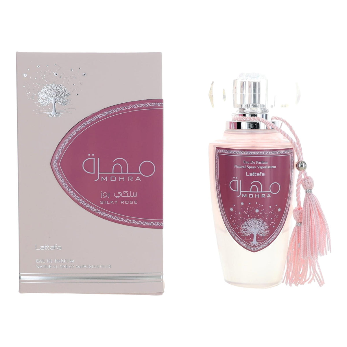 Lattafa women's rose EDP spray bottle with tassel, 3.4 oz