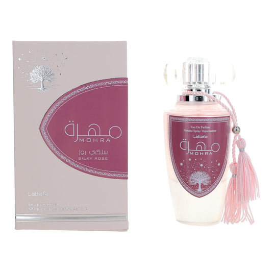 Lattafa women's rose EDP spray bottle with tassel, 3.4 oz