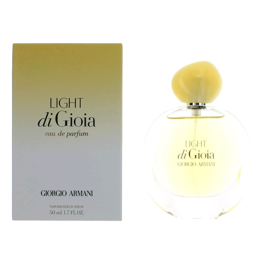 Giorgio Armani women’s eau de parfum spray in clear round bottle with gold cap