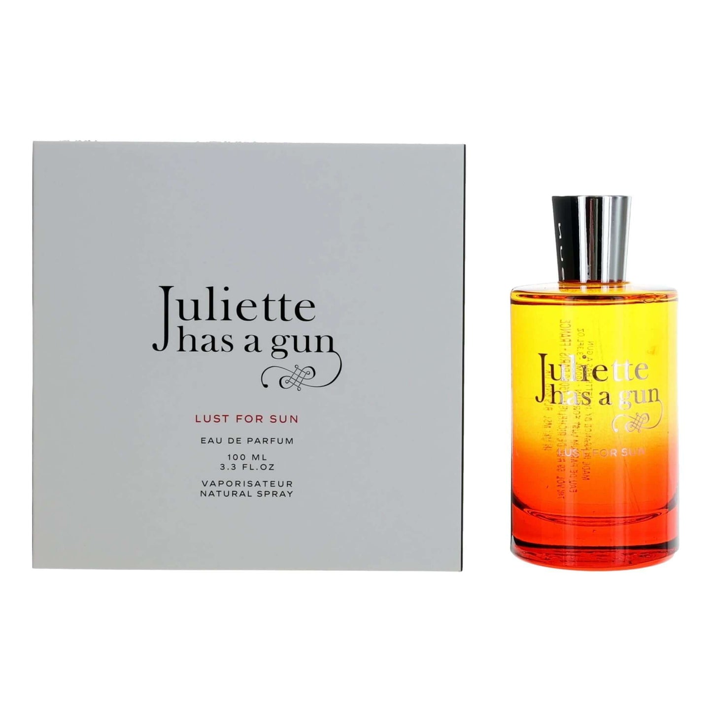 Juliette Has a Gun Lust for Sun eau de parfum spray bottle with orange glass