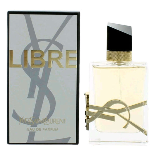 Libre by Yves Saint Laurent, 1.6 oz EDP Spray for Women alongside its elegant packaging.