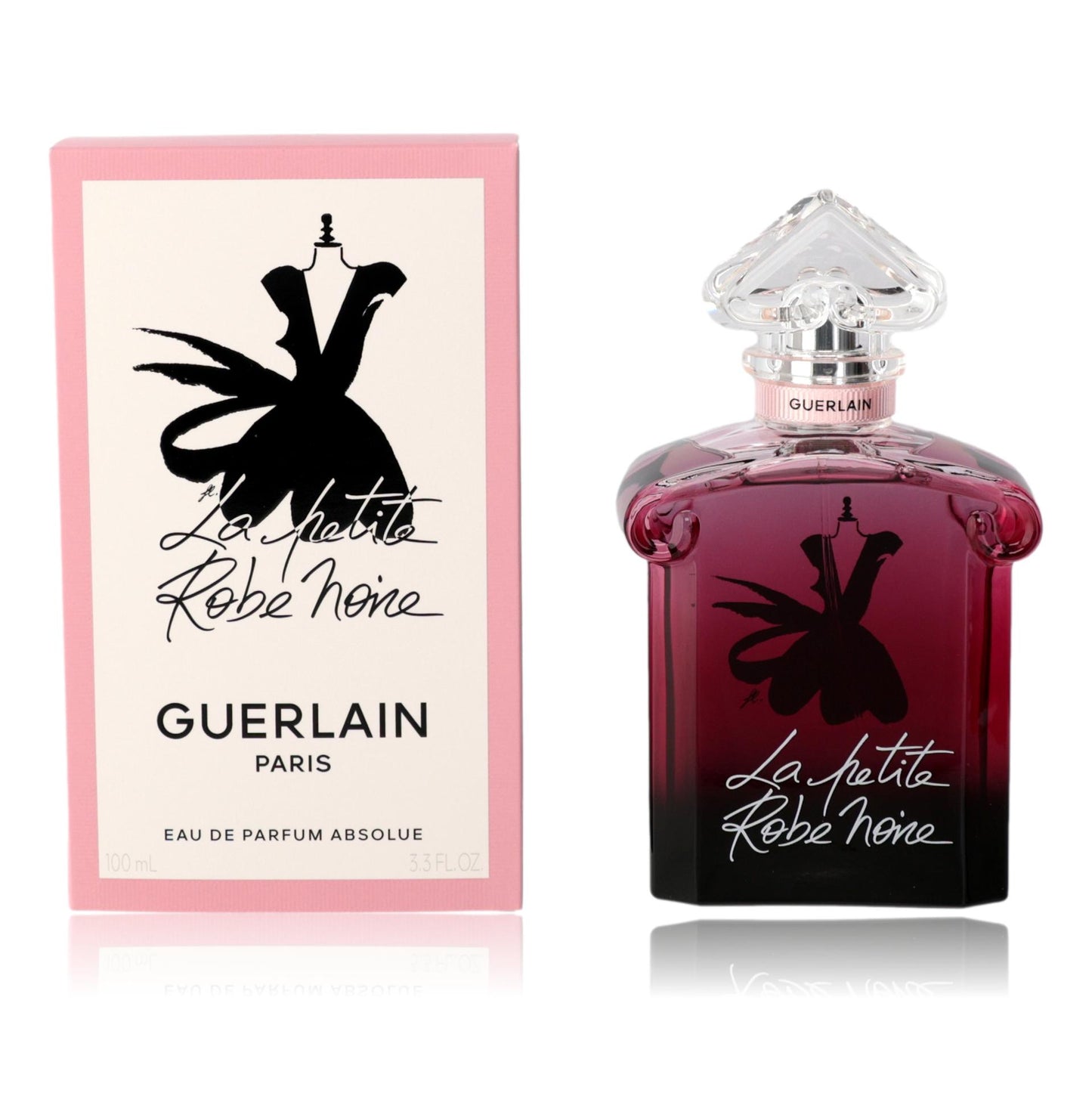 Guerlain La Petite Robe Noire eau de parfum spray, dark red bottle with pink box