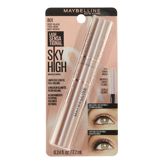 Maybelline Lash Sensational Sky High mascara in Very Black 801, 0.24 fl oz box