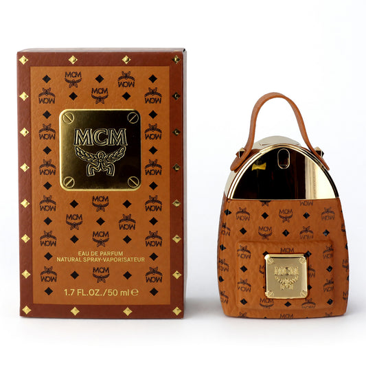 MCM women's eau de parfum spray set with handbag-style bottle and gift box