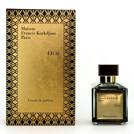 Oud Extrait de Parfum spray set with box and glass bottle, gold cap