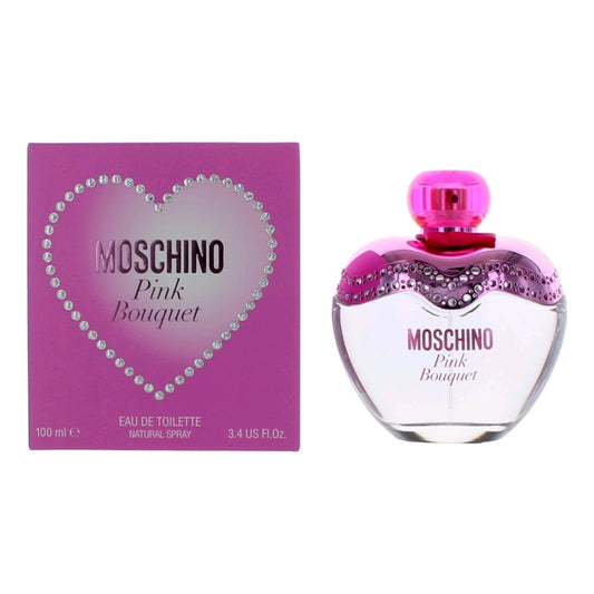 Pink Bouquet eau de toilette spray bottle with jeweled cap and matching box