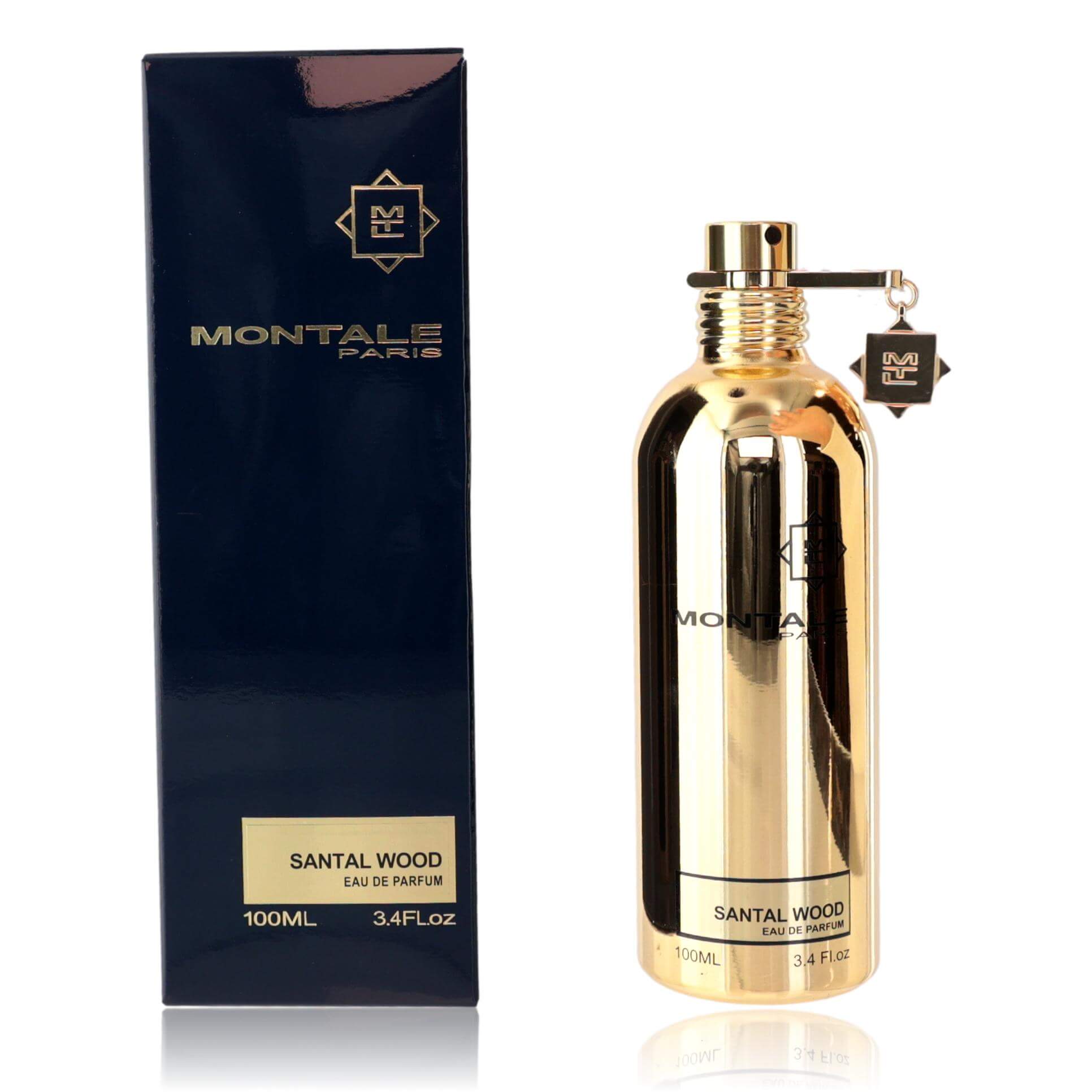 Montale Santal Wood Eau de Parfum spray bottle, 100 ml, with box and gold cap