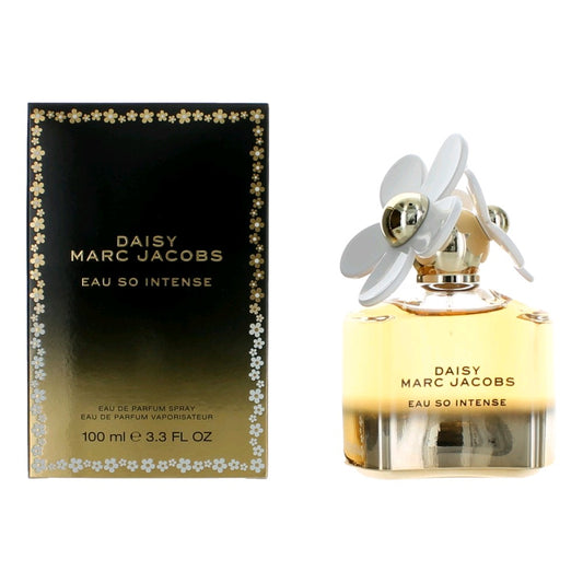 Daisy Eau So Intense eau de parfum spray bottle with daisy cap and matching box