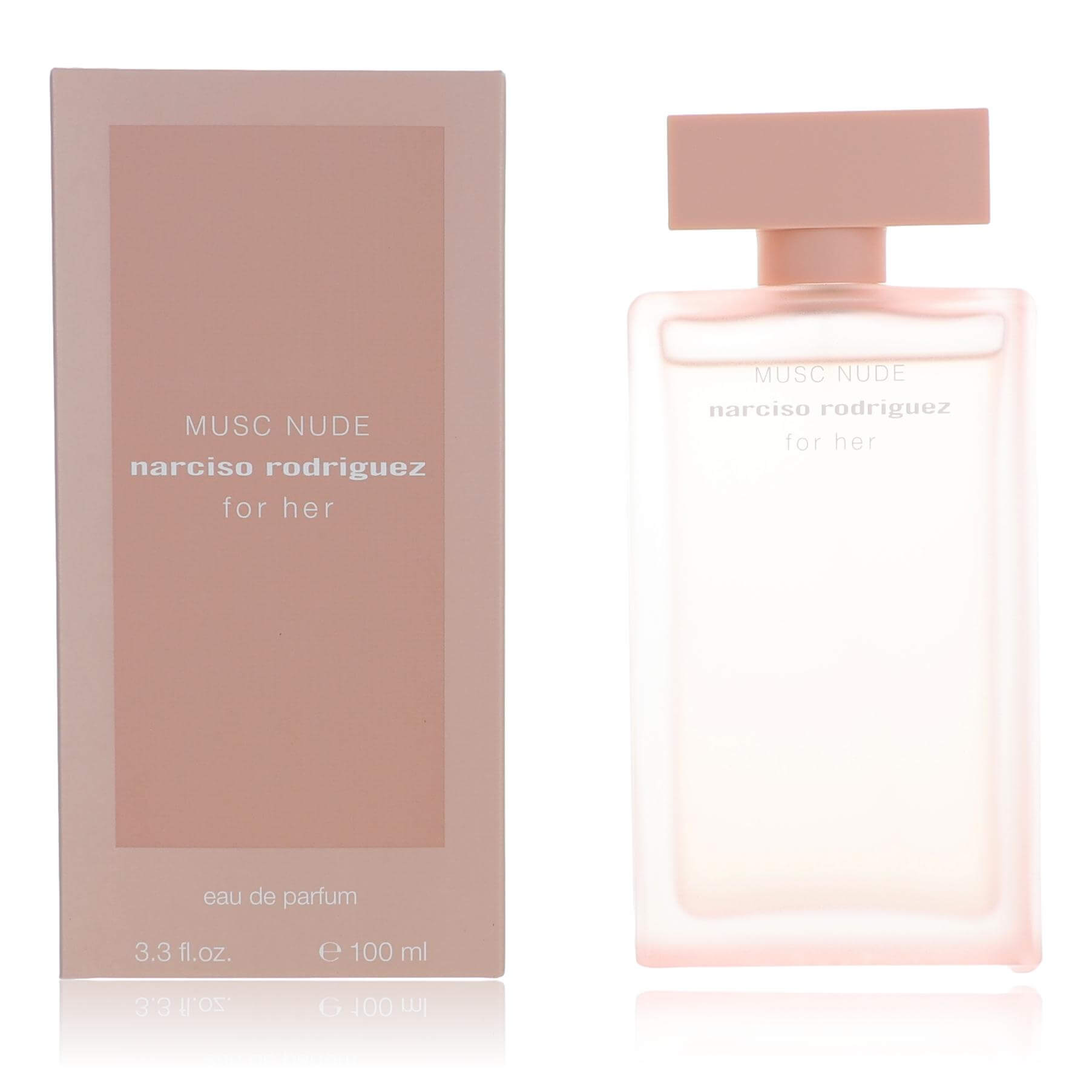 Musc Nude eau de parfum spray bottle with pink box for her, 100 ml