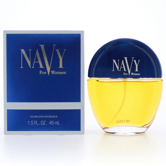 Dana Navy for Women cologne spray bottle with blue label and amber glass