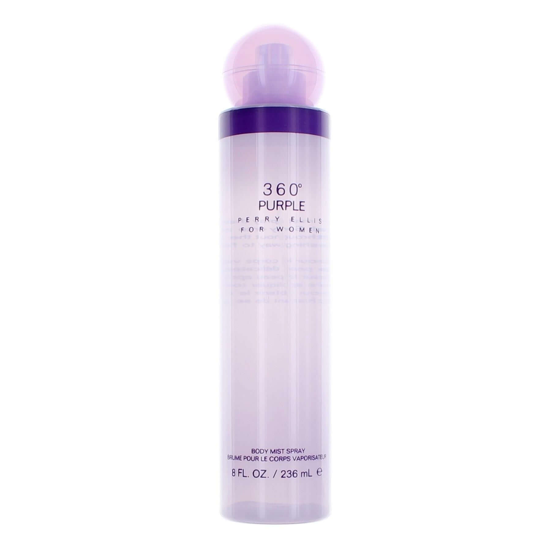 Purple body mist spray bottle, 8 fl oz (236 ml), Perry Ellis 360 Purple