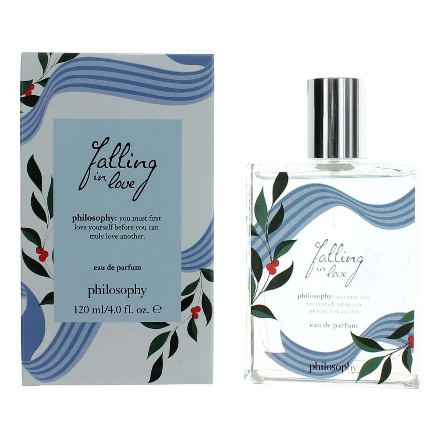 Falling In Love by Philosophy, 4 oz EDP Spray for Women with fruity notes and elegant packaging.