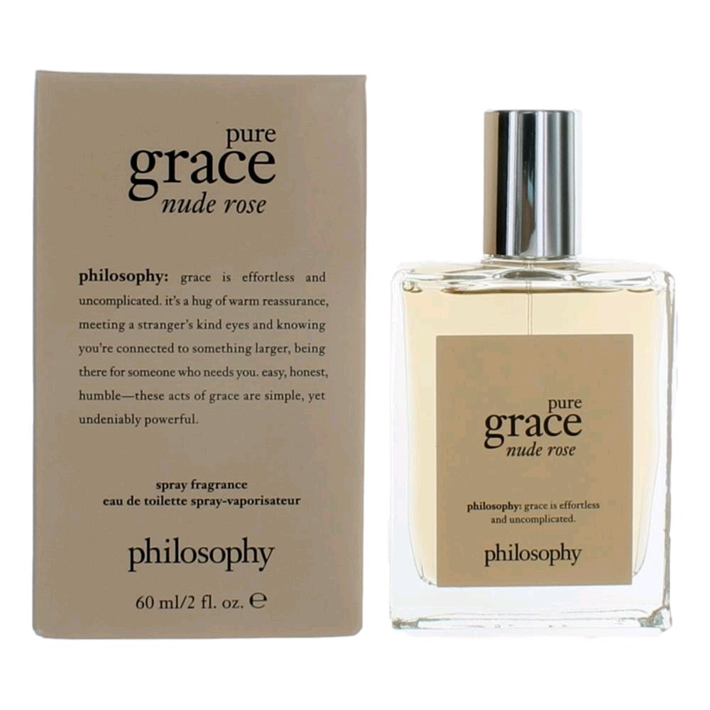 Nude rose eau de toilette spray bottle with branded label and clear glass