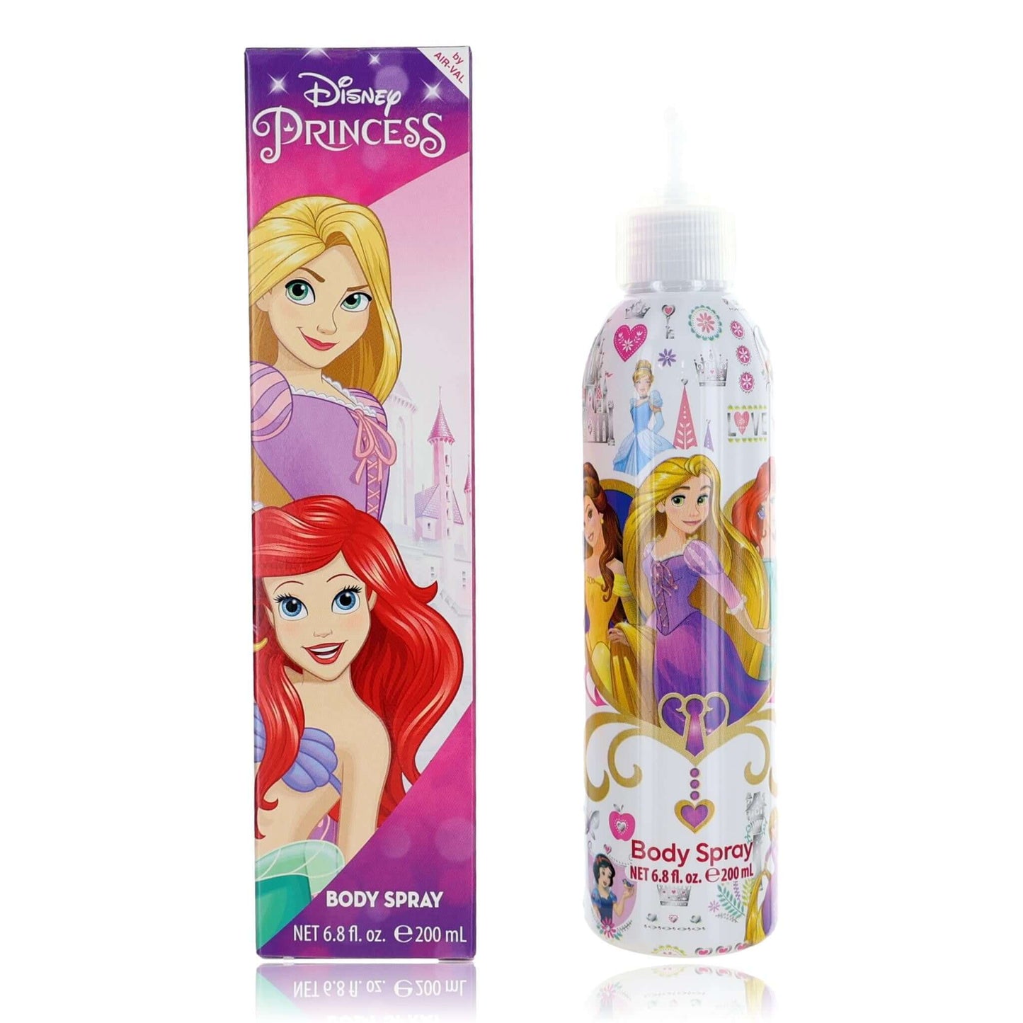 Disney Princess kids body spray bottle and box, 6.8 oz, colorful illustrated design
