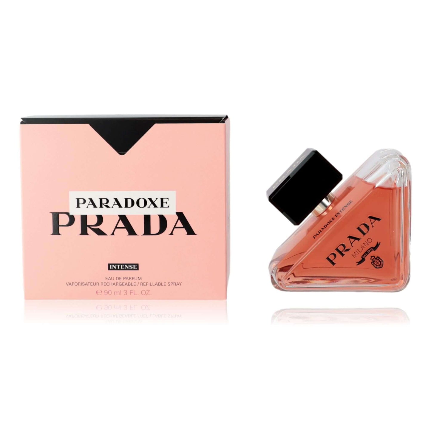 Prada Paradoxe Intense women's EDP spray with pink glass bottle and box