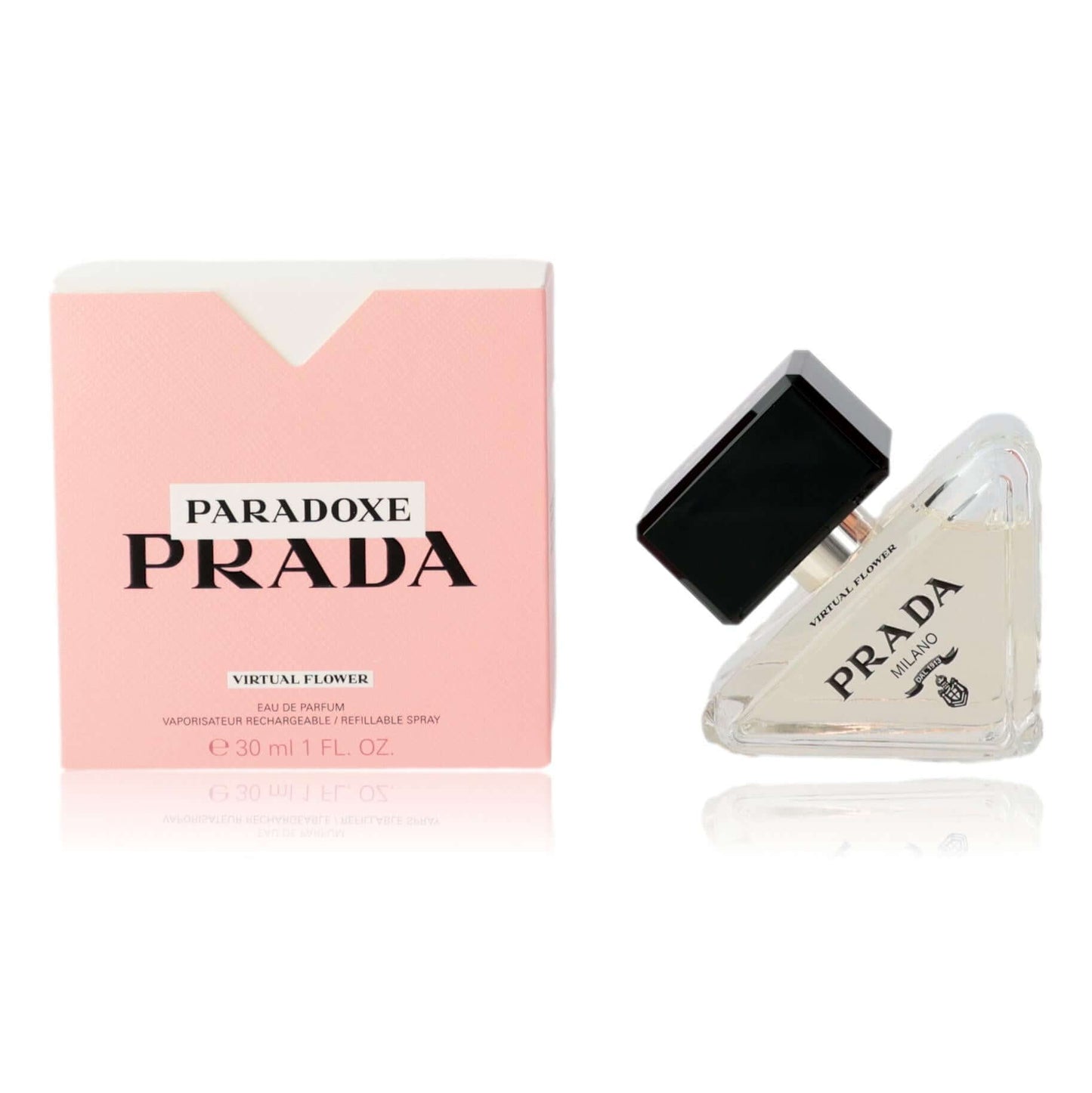 Prada Paradoxe Virtual Flower women’s EDP spray bottle with pink product box
