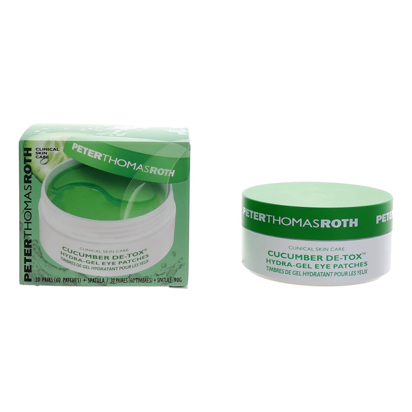 Hydra-Gel eye patches box and jar by Peter Thomas Roth, green cucumber graphics