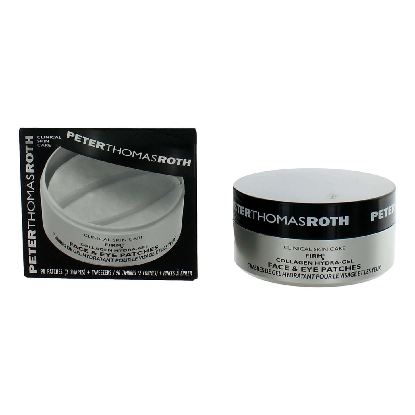 Collagen Hydra-Gel face and eye patches jar and box, clinical care