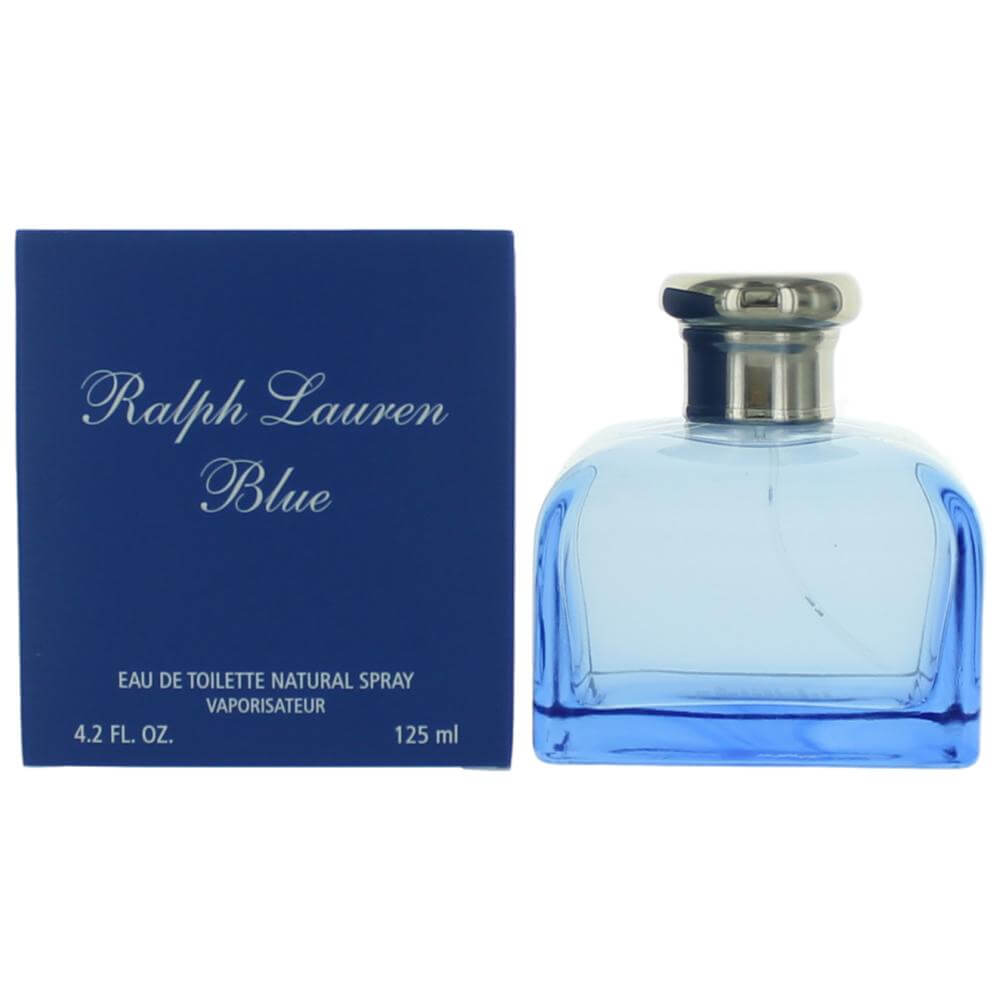 Blue by Ralph Lauren EDT spray for women: blue box and light blue bottle.