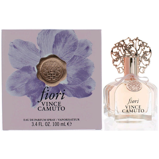 Women's eau de parfum spray bottle with floral fiori label, 3.4 fl oz
