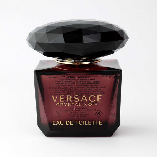 Faceted dark Versace Crystal Noir eau de toilette spray bottle