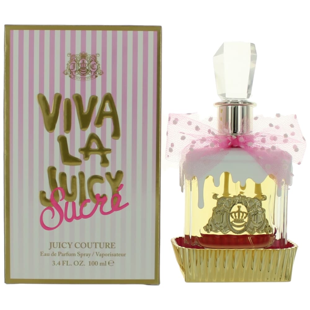 Viva La Juicy Sucre eau de parfum spray bottle with pink bow and gift box