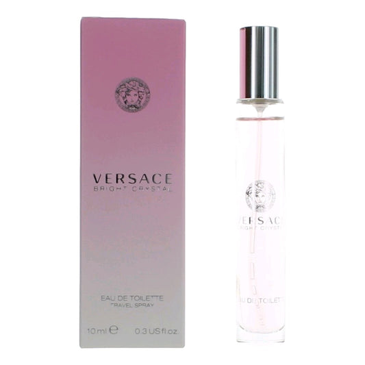 Women's Bright Crystal EDT travel spray: purple box and clear bottle with silver cap