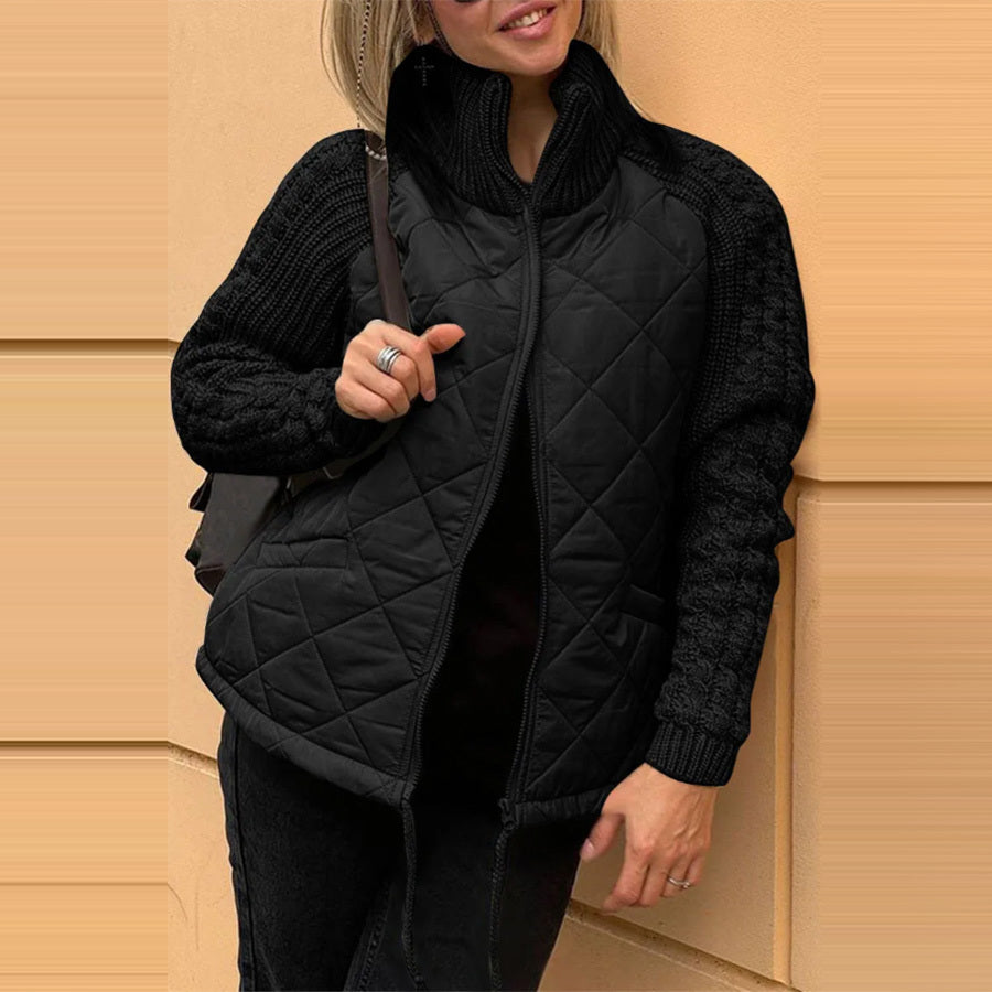 Fashion Stand Collar Zippered Cotton Jacket Stand Collar Cotton Jacket With Pockets | Ectron Online