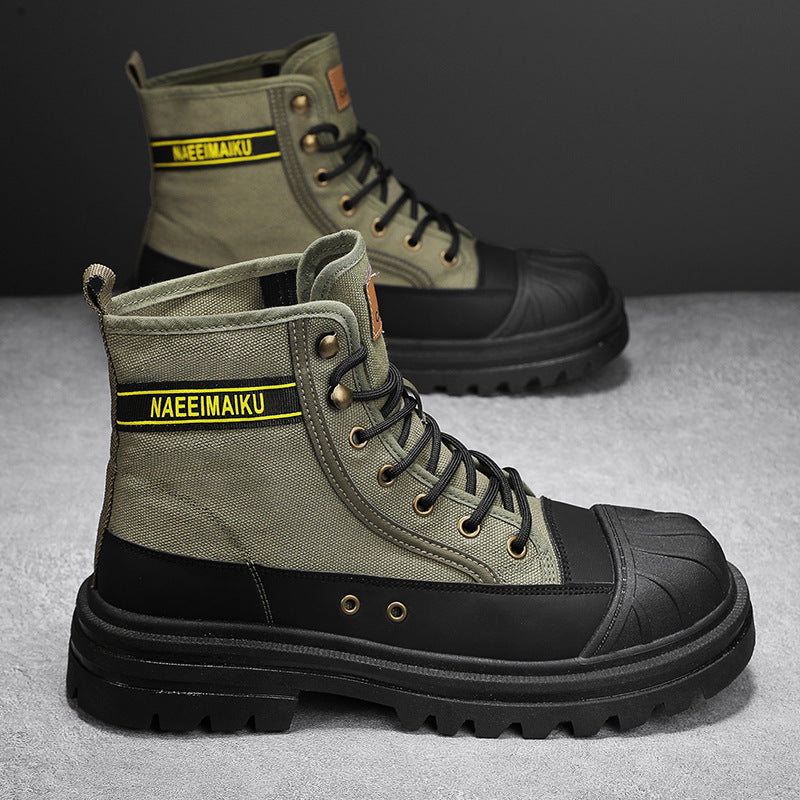 Men’s Thick-soled Canvas Boots – Casual, Work & Motorcycle Ready Thick-soled Canvas Casual Sports Men's A | Ectron Online