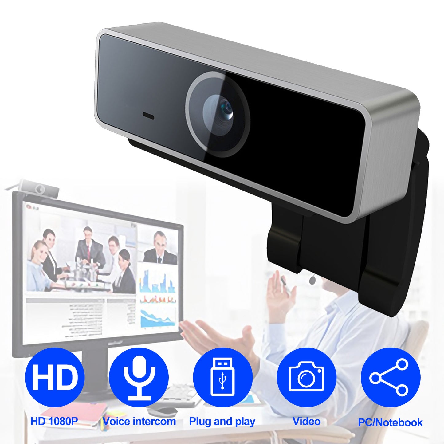 FHD 1080P Auto Focus Webcam | USB Camera with Microphone for PC