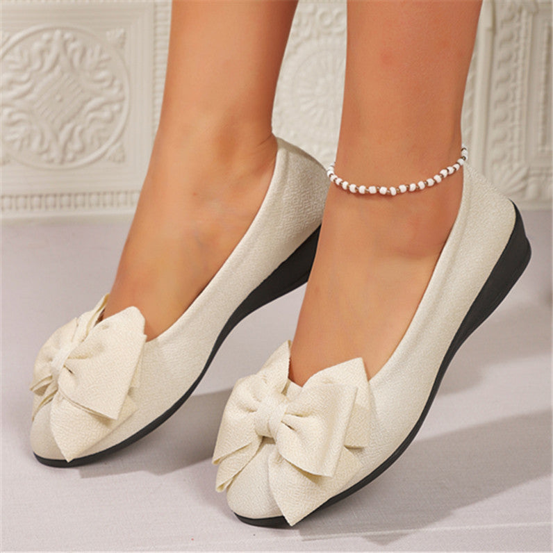 Elegant Bowknot Flats for Women - Slip-On Round Toe Loafers New Bowknot Flats Shoes Fashion Casual R | Ectron Online