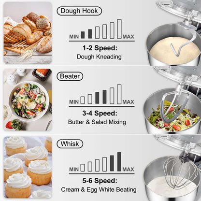 660W Electric Stand Mixer with 7.4 Qt Bowl & LCD Timing Stand Mixer, 660W Electric Dough Mixer W | Ectron Online